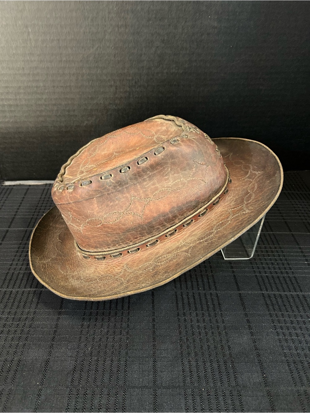 Vintage Hand Tooled Leather Cowboy Hat Western Hat